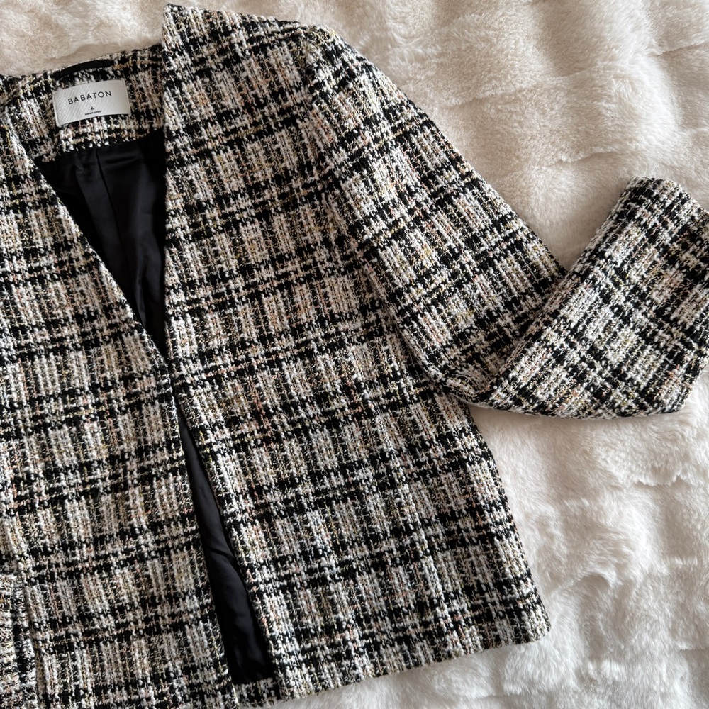 NWOT Babaton Women's Tweed Checkered Blazer - Picture 9 of 16